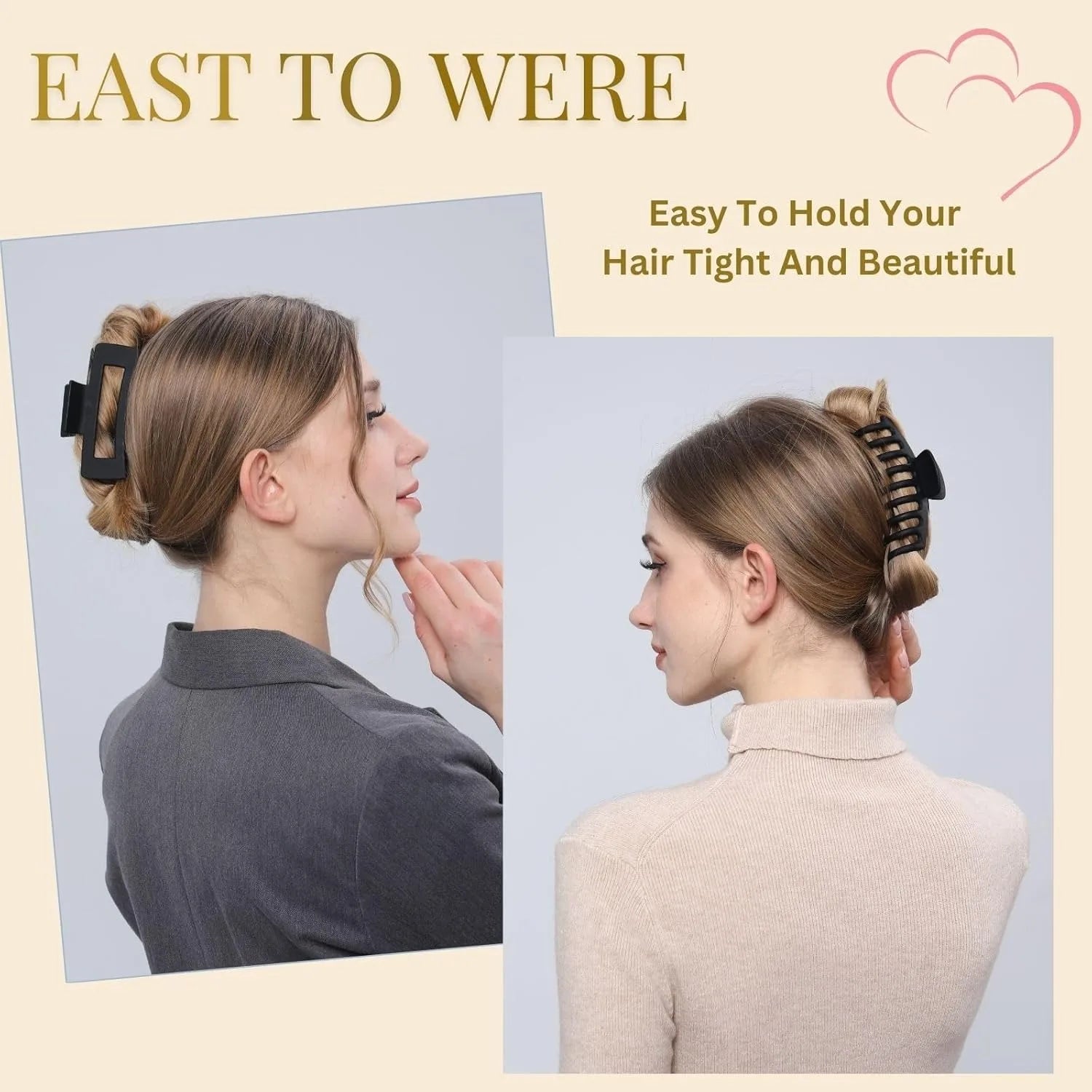 8 Pack Large Matte Hair Claw Clips Set