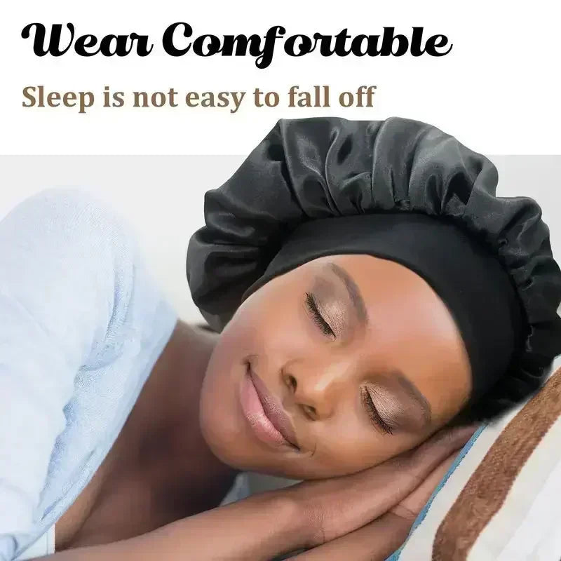 Satin Wide-Brim Silk Sleep Nightcap