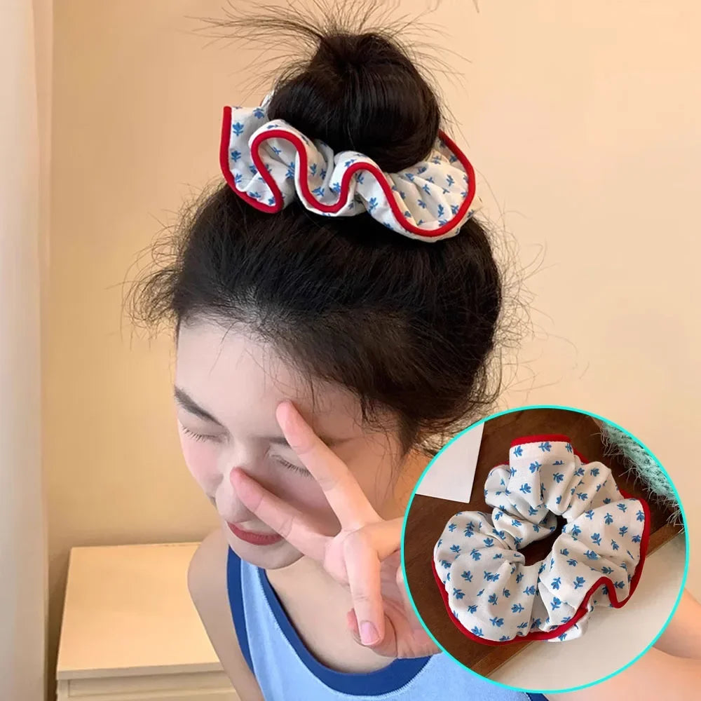 2024 Spring Lattice Print Hair Ties