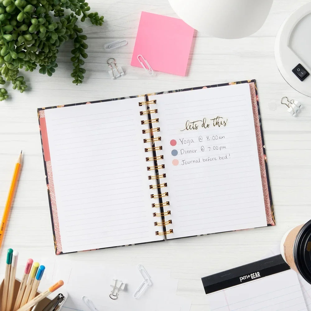 Floral Hardcover Spiral Journal 192 Pages