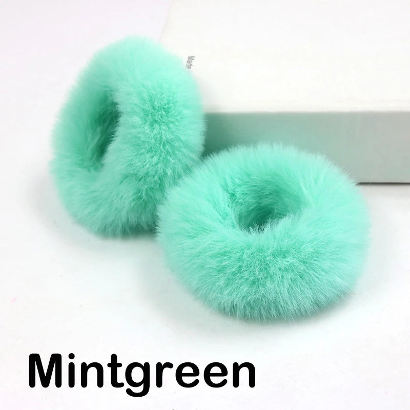 2Pcs Baby Girls Plush Elastic Hair Bands