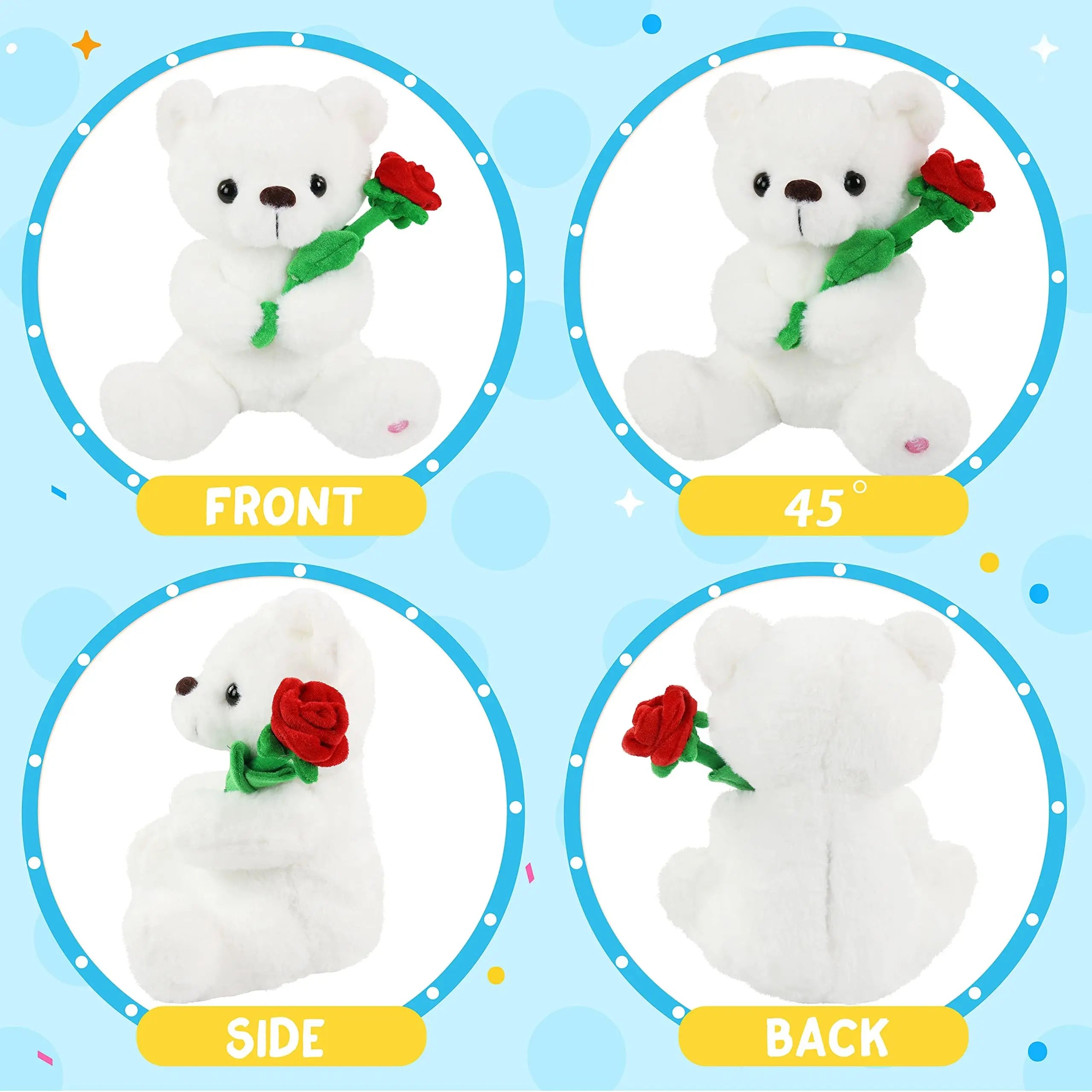 Glow White Teddy Bear with Rose LED Plush Toy