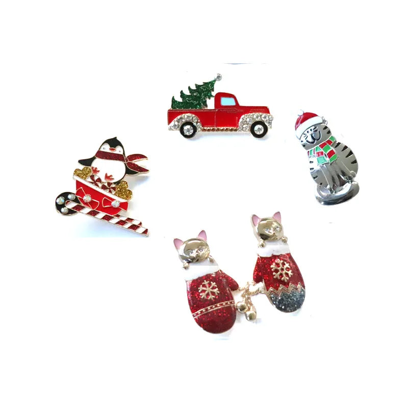 Christmas Santa Claus Rhinestone Brooch