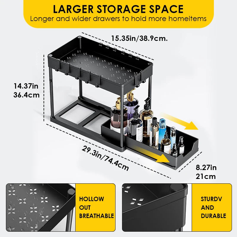 2-Tier Sliding Sink Storage Rack