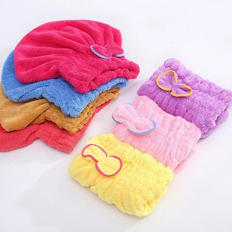 2PCS Microfiber Quick-Dry Shower Caps