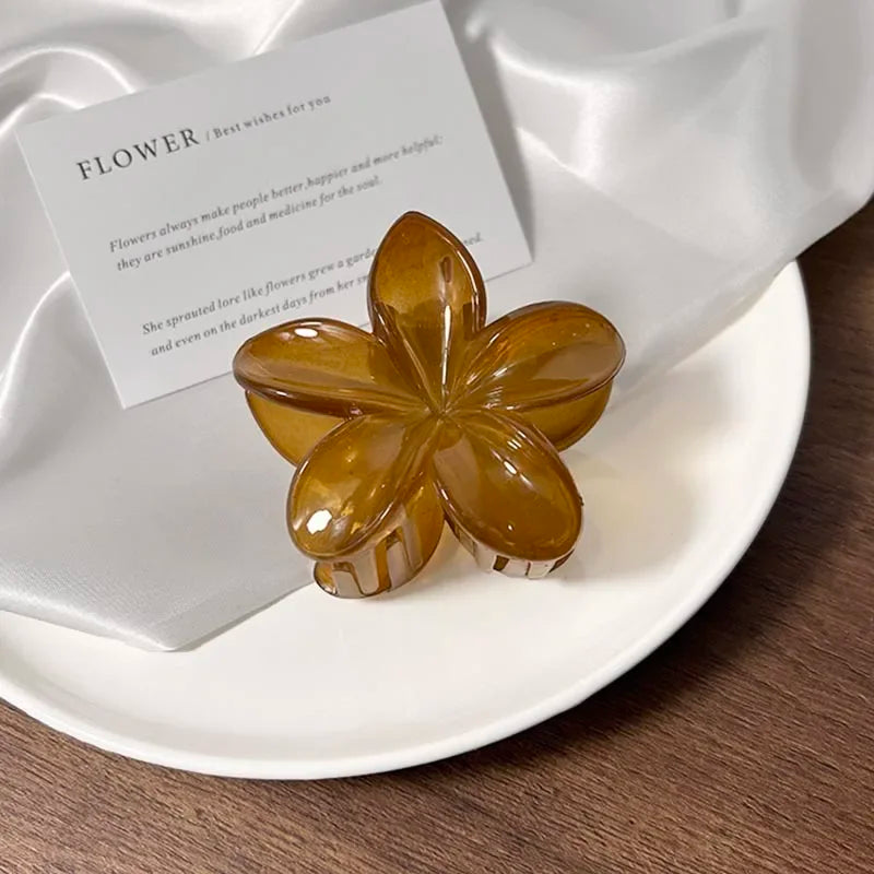 Vintage Brown Flower Hair Claw Clip