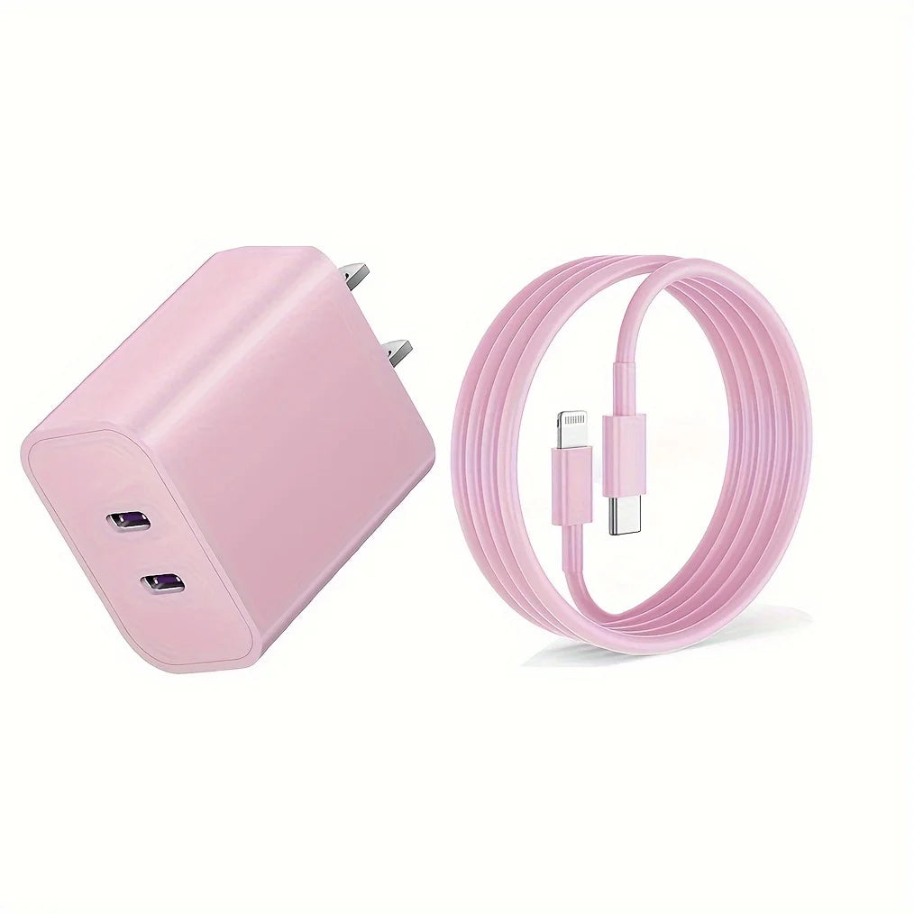 20W Dual USB C Charger with Lightning Cable
