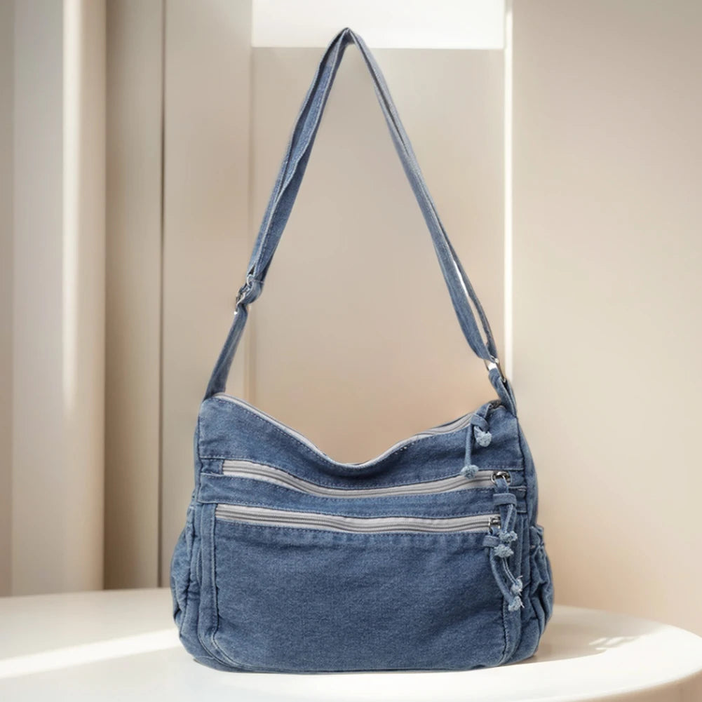 Women Denim Large Crossbody Messenger Bag