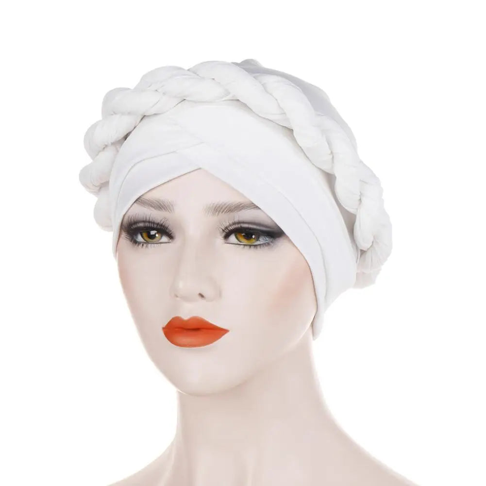 Stretchy Brimless Milk Silk Braid Bonnet