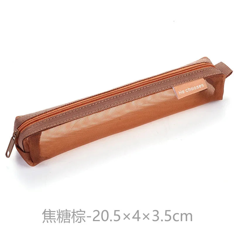 Mesh Transparent Zipper Pencil Case