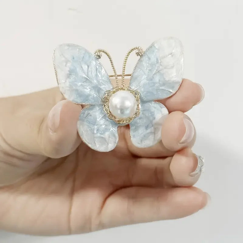 Light Blue Enamel Butterfly Brooch