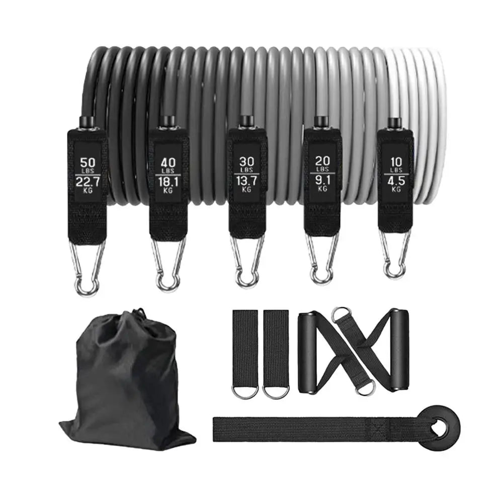 11pcs Elastic Workout Bands Set