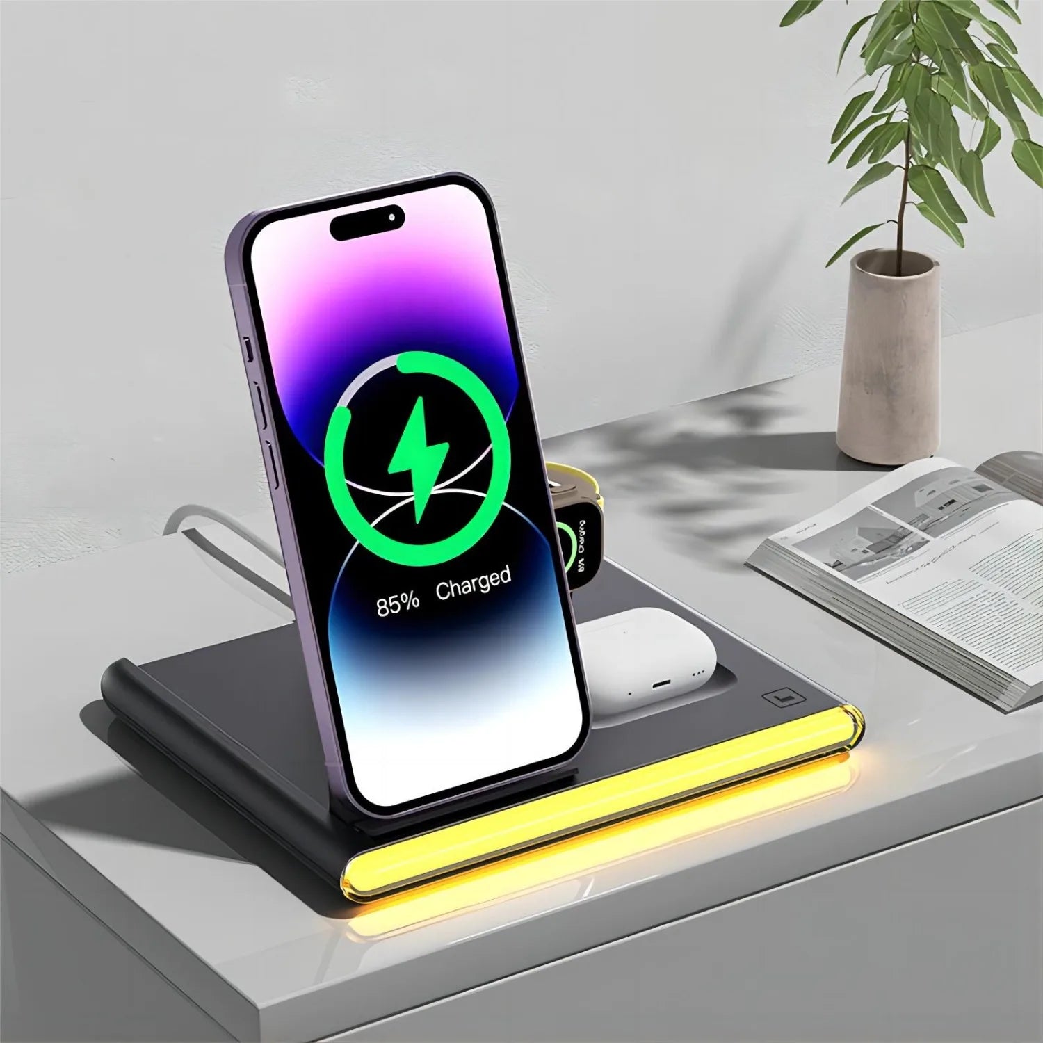 2-Pack 4-in-1 Fast Wireless Charger Station