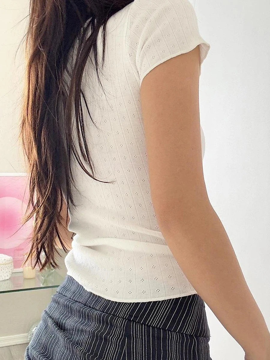 Girl’s Summer White Lace Collar Tee