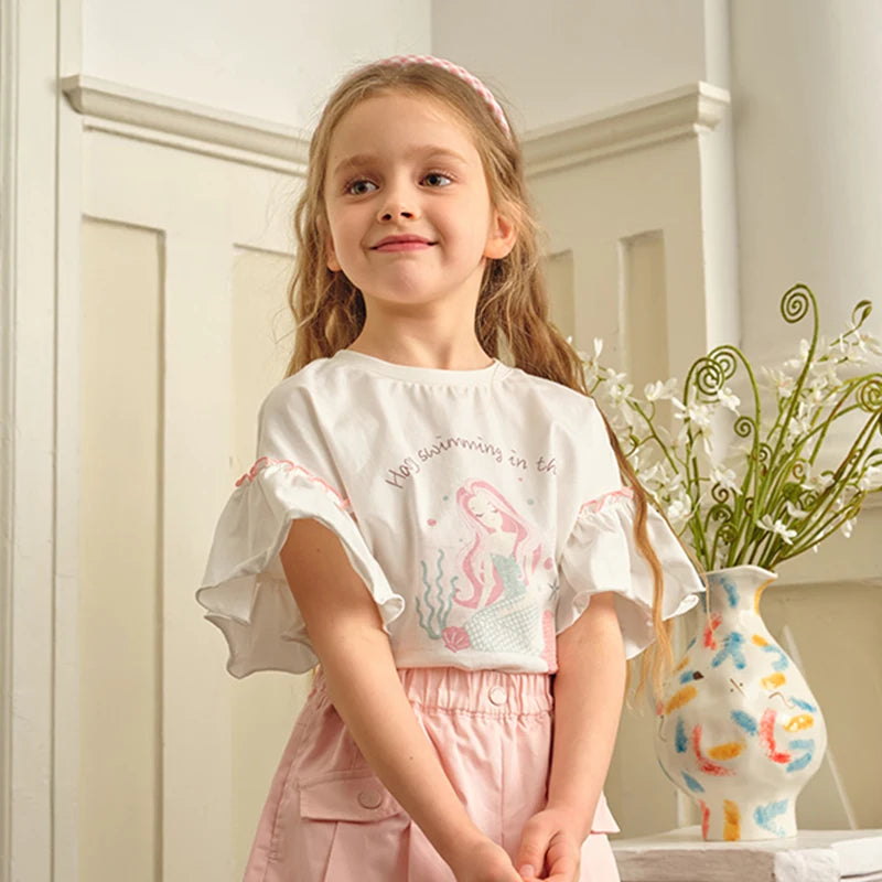 Dave Bella Girls' Cartoon Cotton Tee