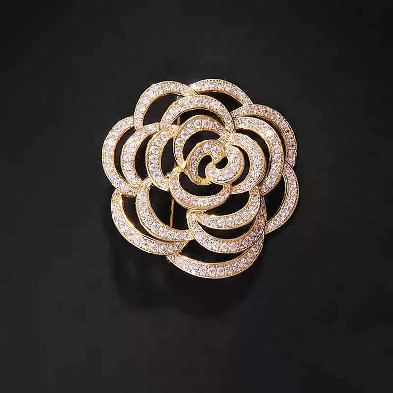 Vintage Rose Floral Alloy Lapel Pin