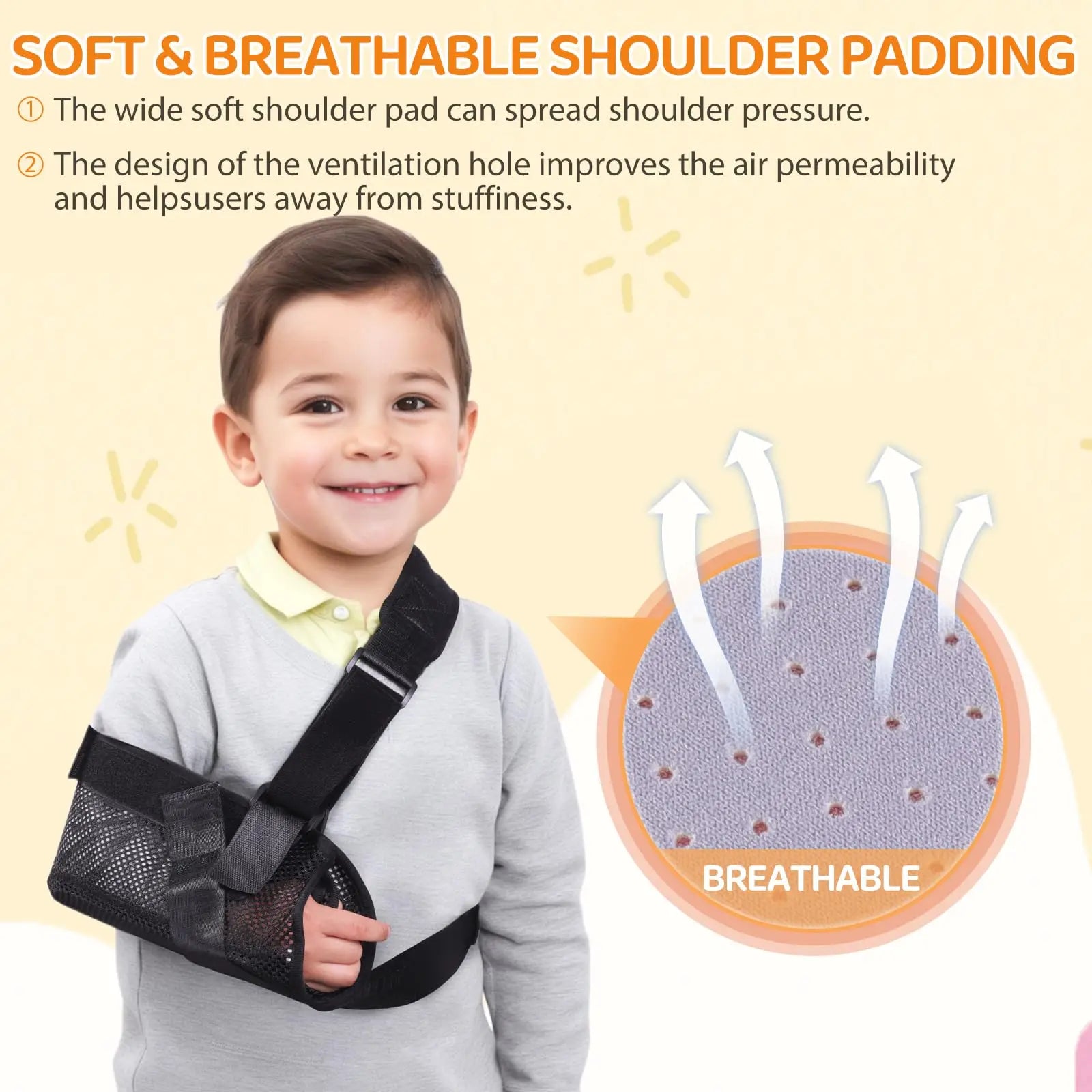Kids Arm Sling with Support Plate Black S