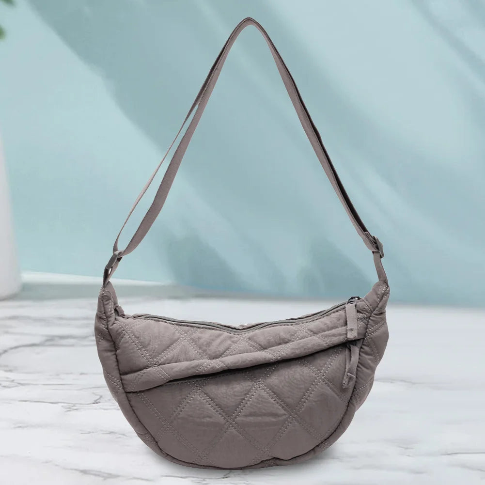 Nylon Zipper Hobo Crossbody Bag