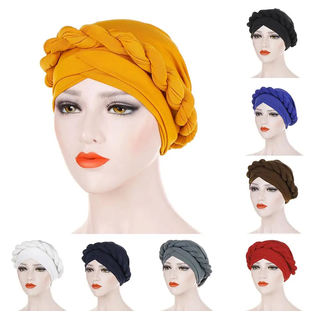 Stretchy Brimless Milk Silk Braid Bonnet