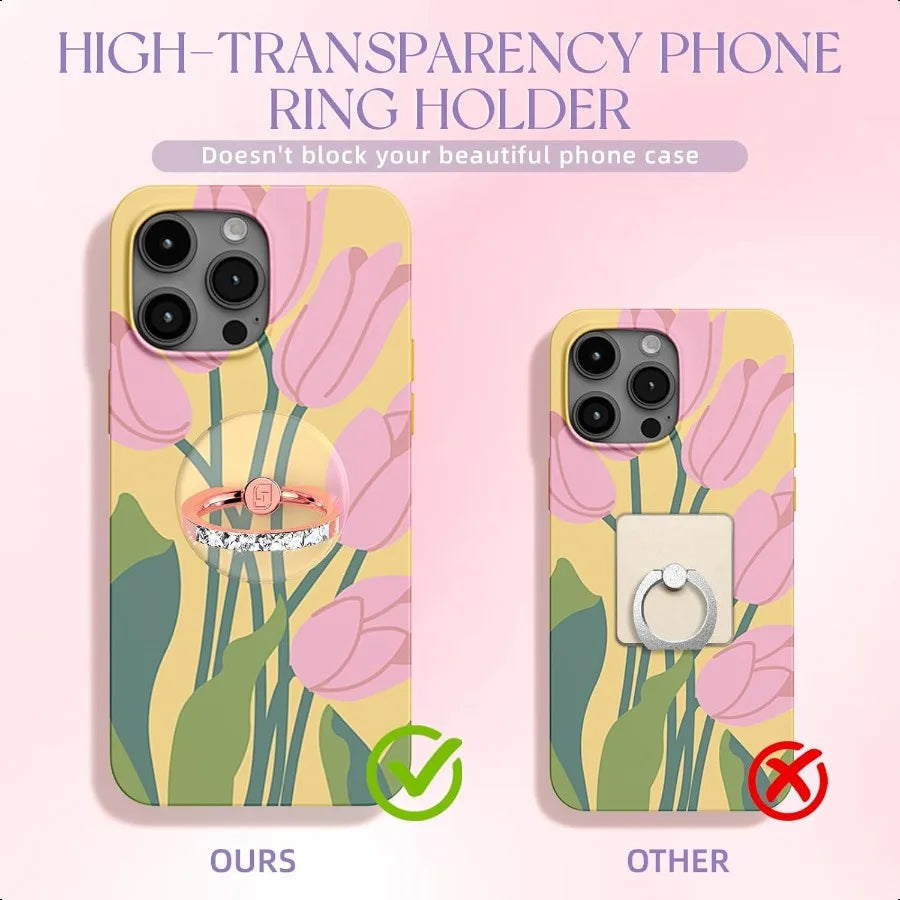 Clear Diamond Phone Ring Holder Set