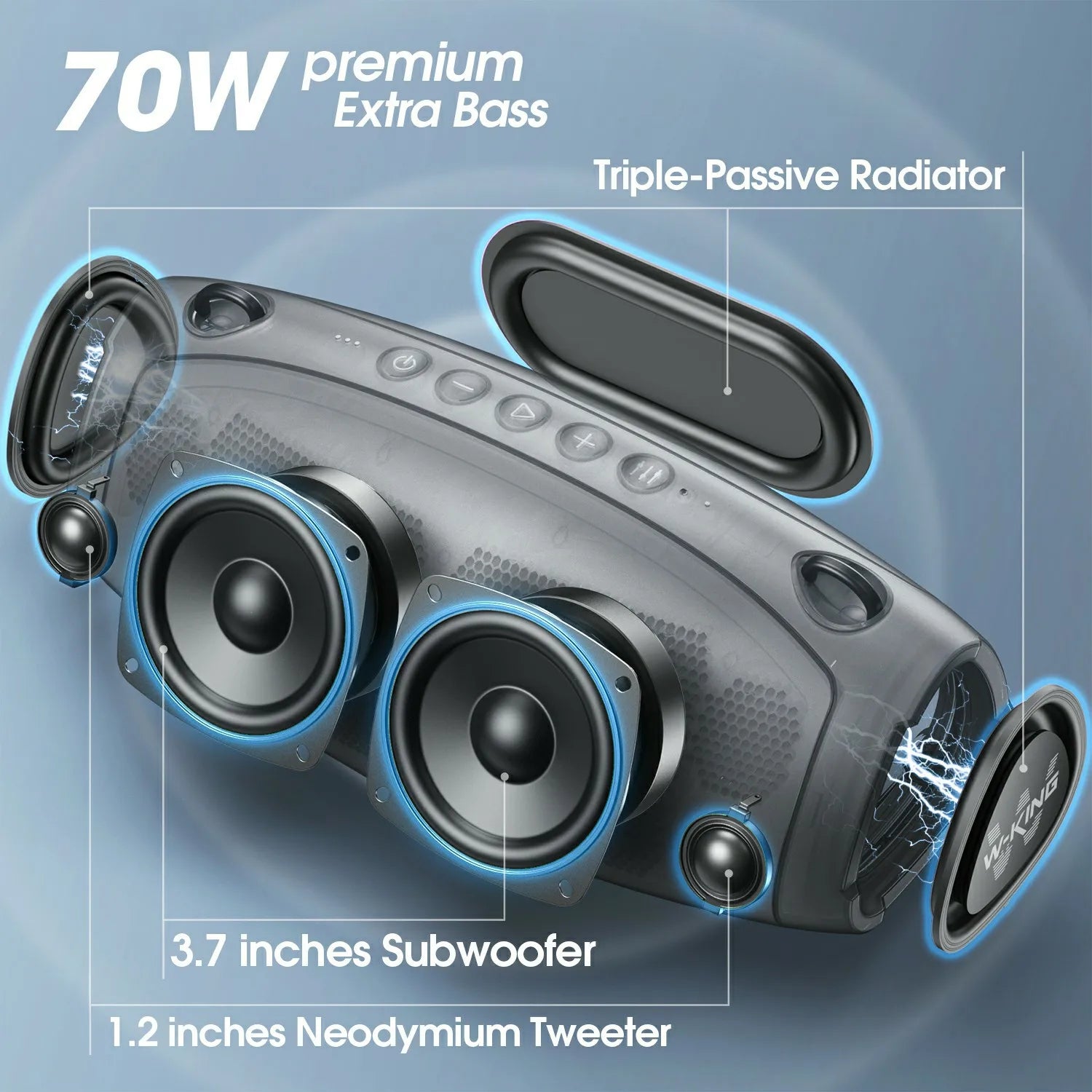 W-KING 70W Portable Bluetooth Boombox