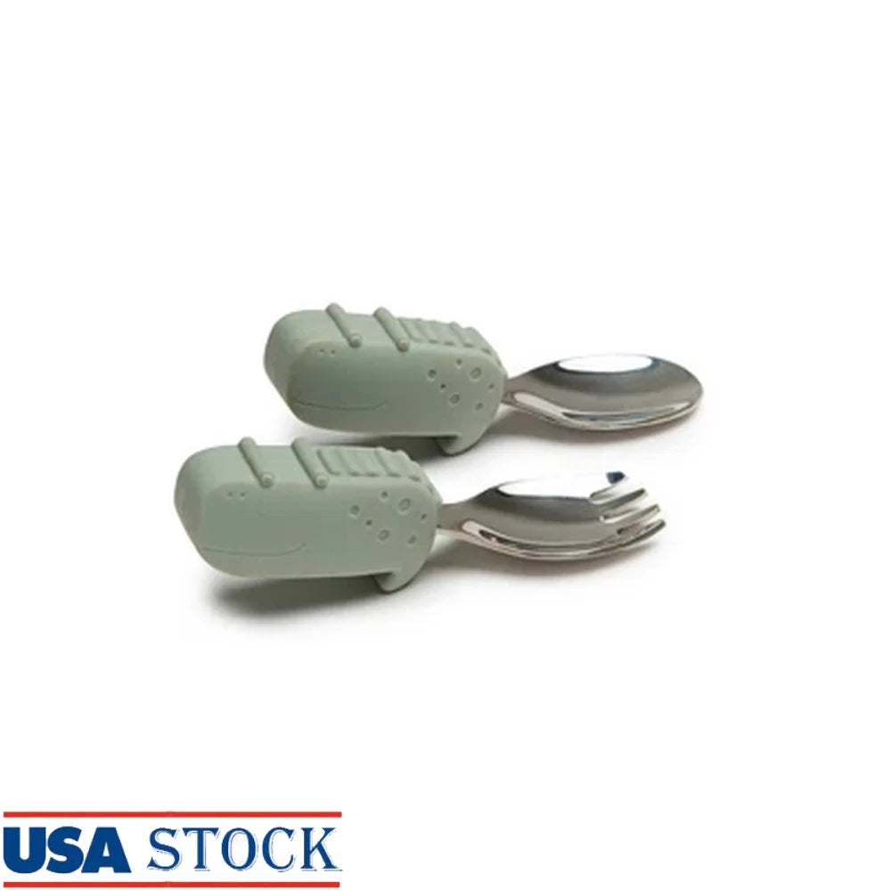 Toddler Spoon Fork Set 2pk Animal Handles