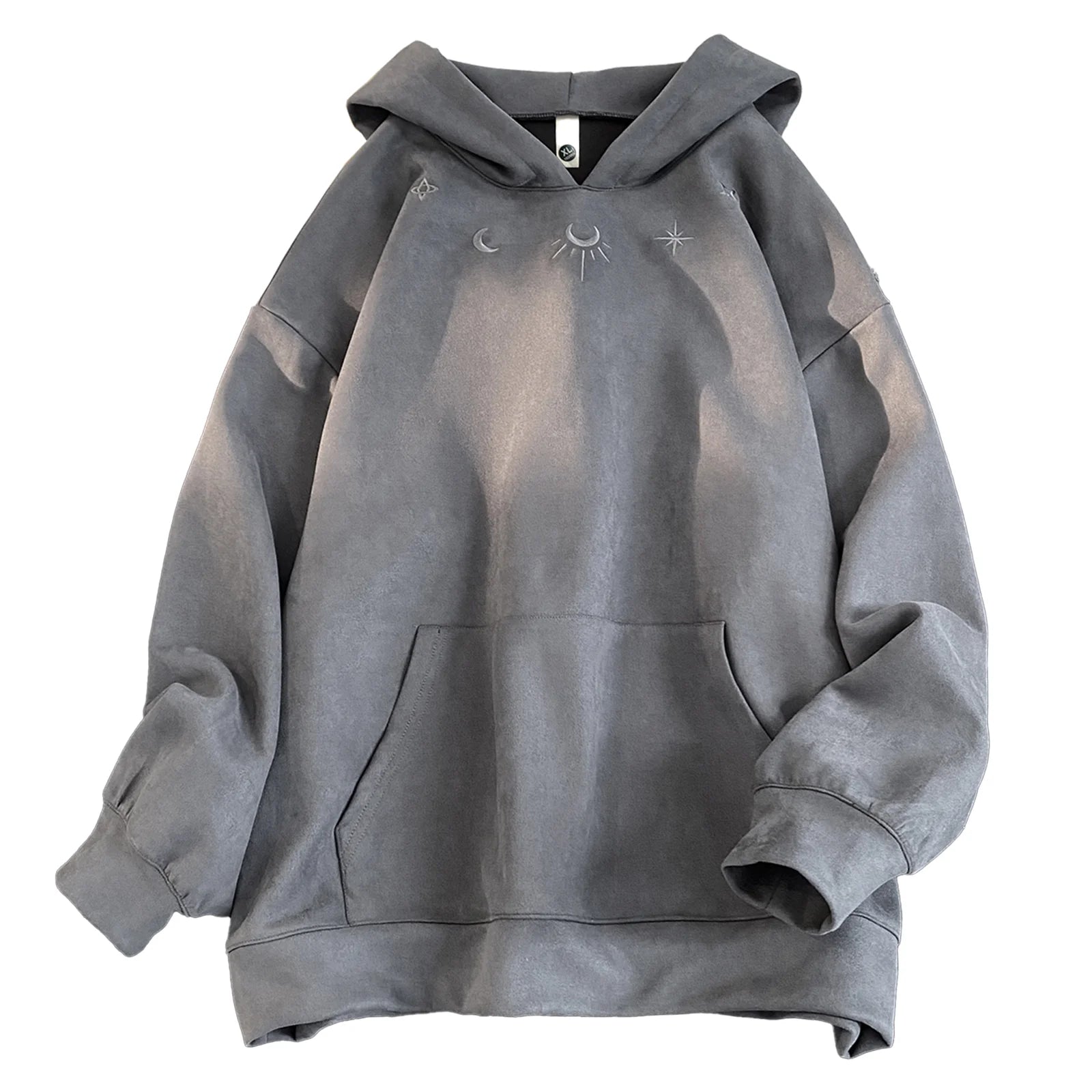 Men’s Retro Suede Embroidered Hoodie