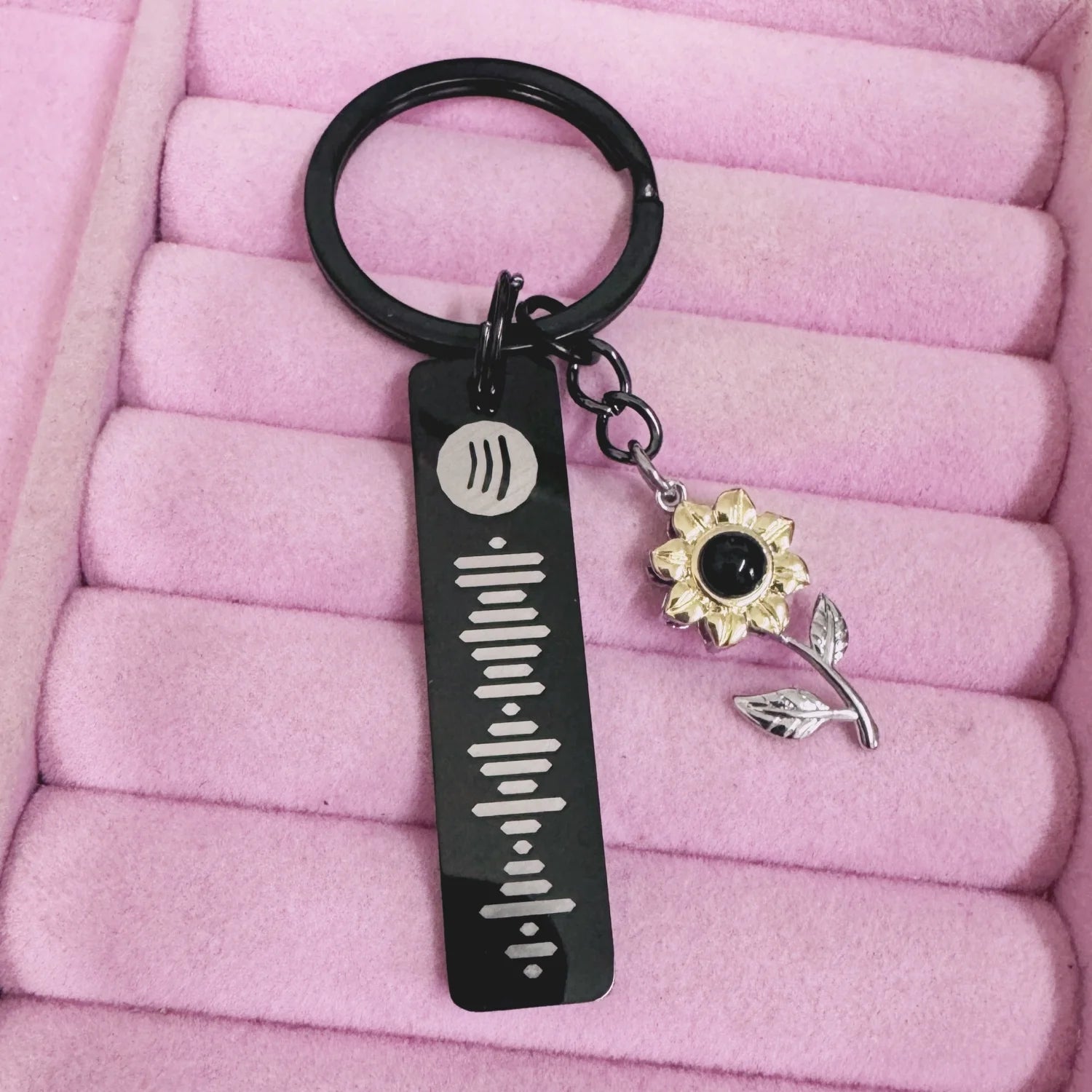 Custom Sunflower Photo Projection Keychain