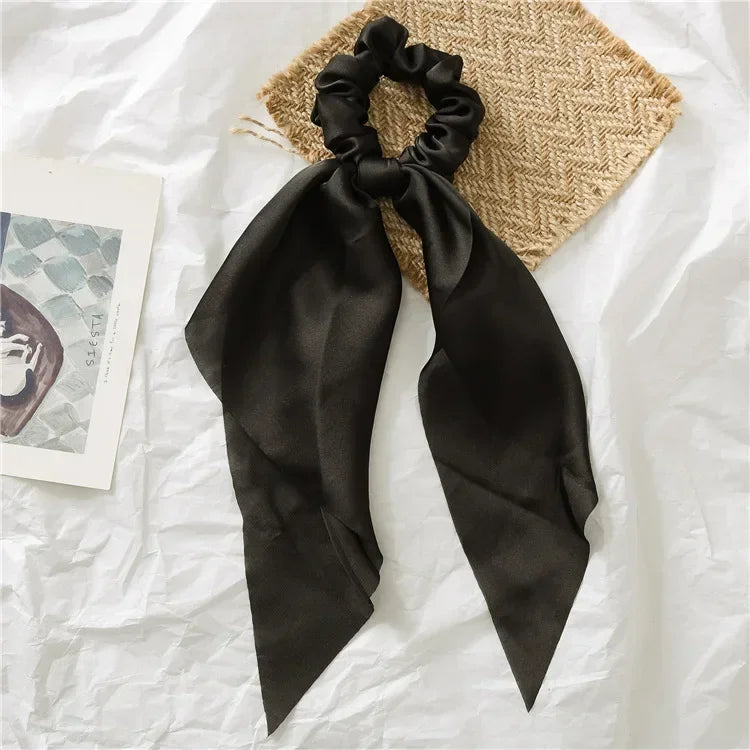 Sweet Long Ribbon Satin Bow Scrunchies