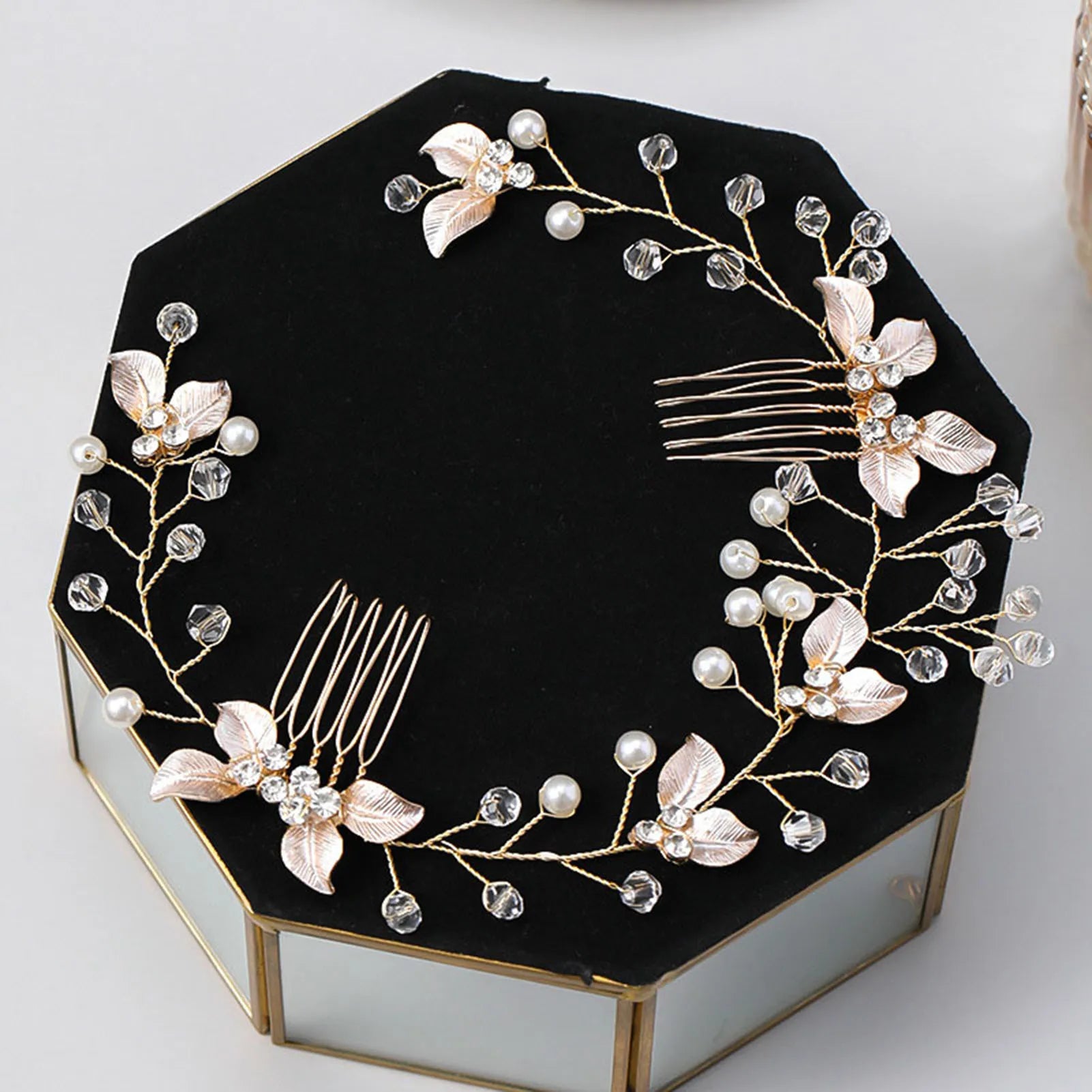 Gold Rhinestone Bridal Hair Comb Clip