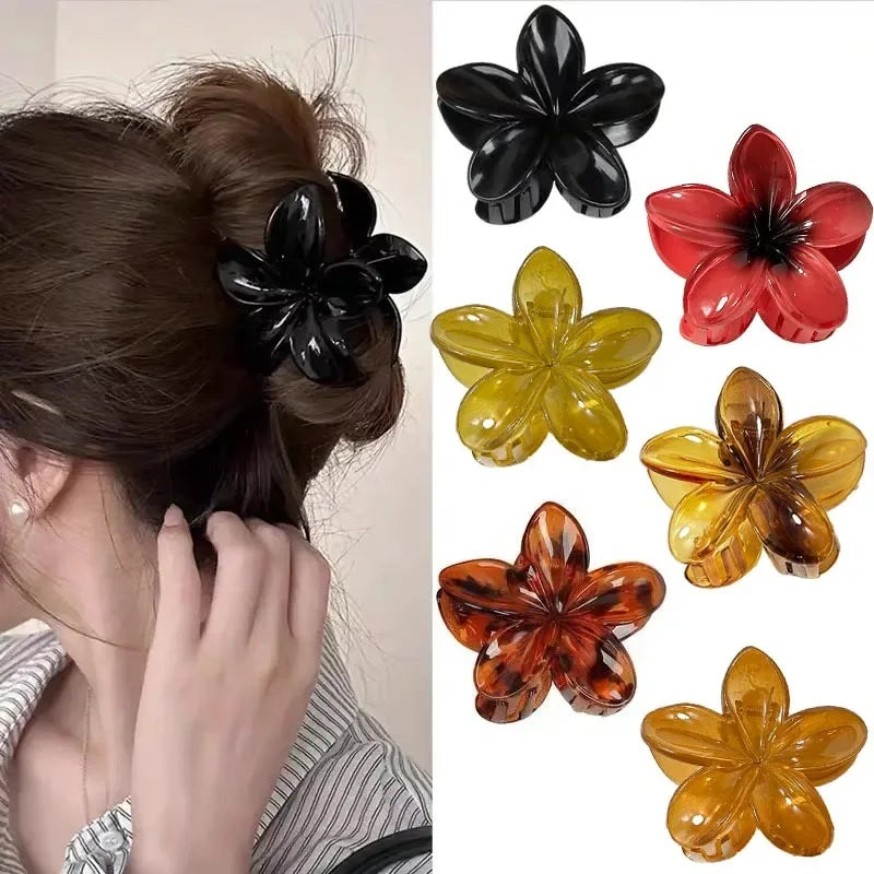 Vintage Brown Flower Hair Claw Clip