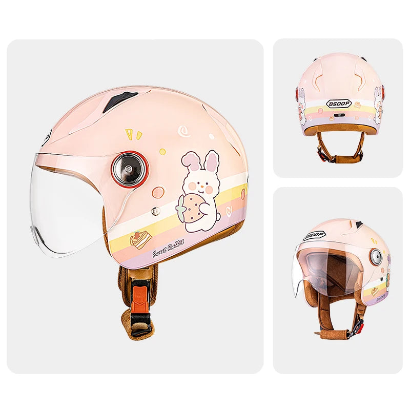 Cute Kids Motorcycle Helmet Open Face