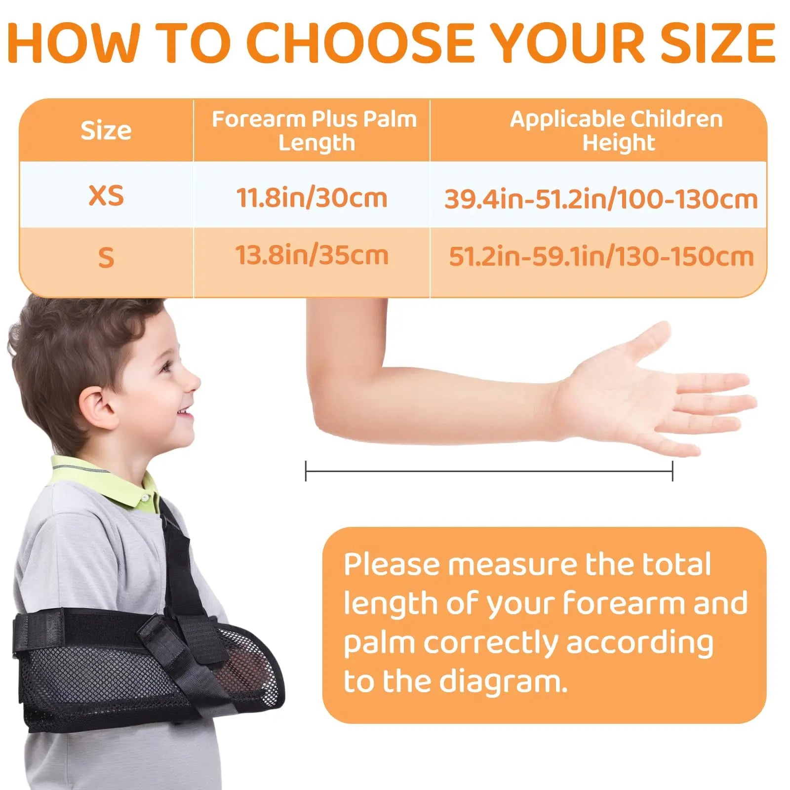 Kids Arm Sling with Support Plate Black S