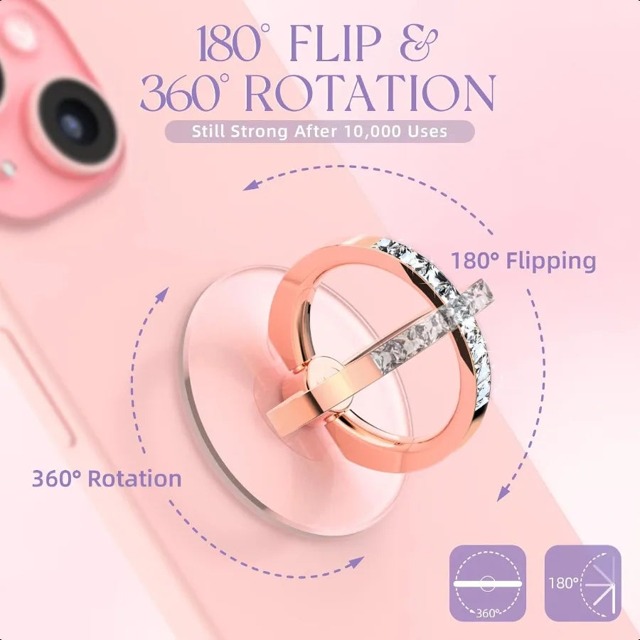 Clear Diamond Phone Ring Holder Set