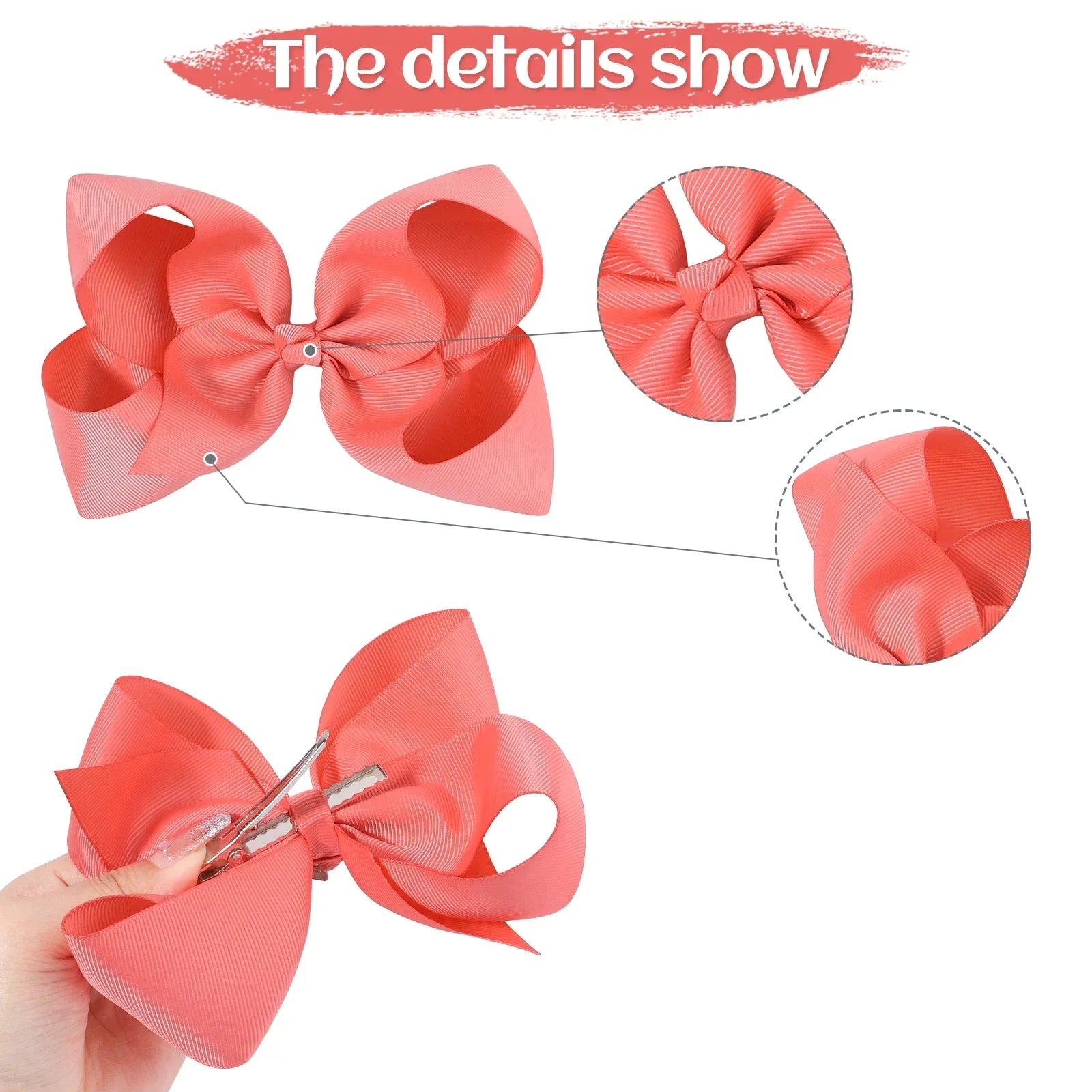 6 Inch Grosgrain Ribbon Hair Bows