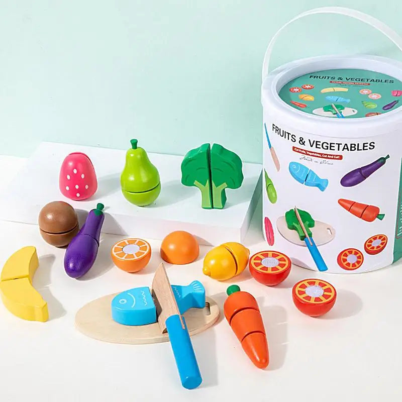 Wooden Fruit & Veggie Cutting Toy Set