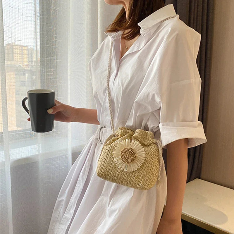 Woven Rattan Summer Straw Shoulder Bag
