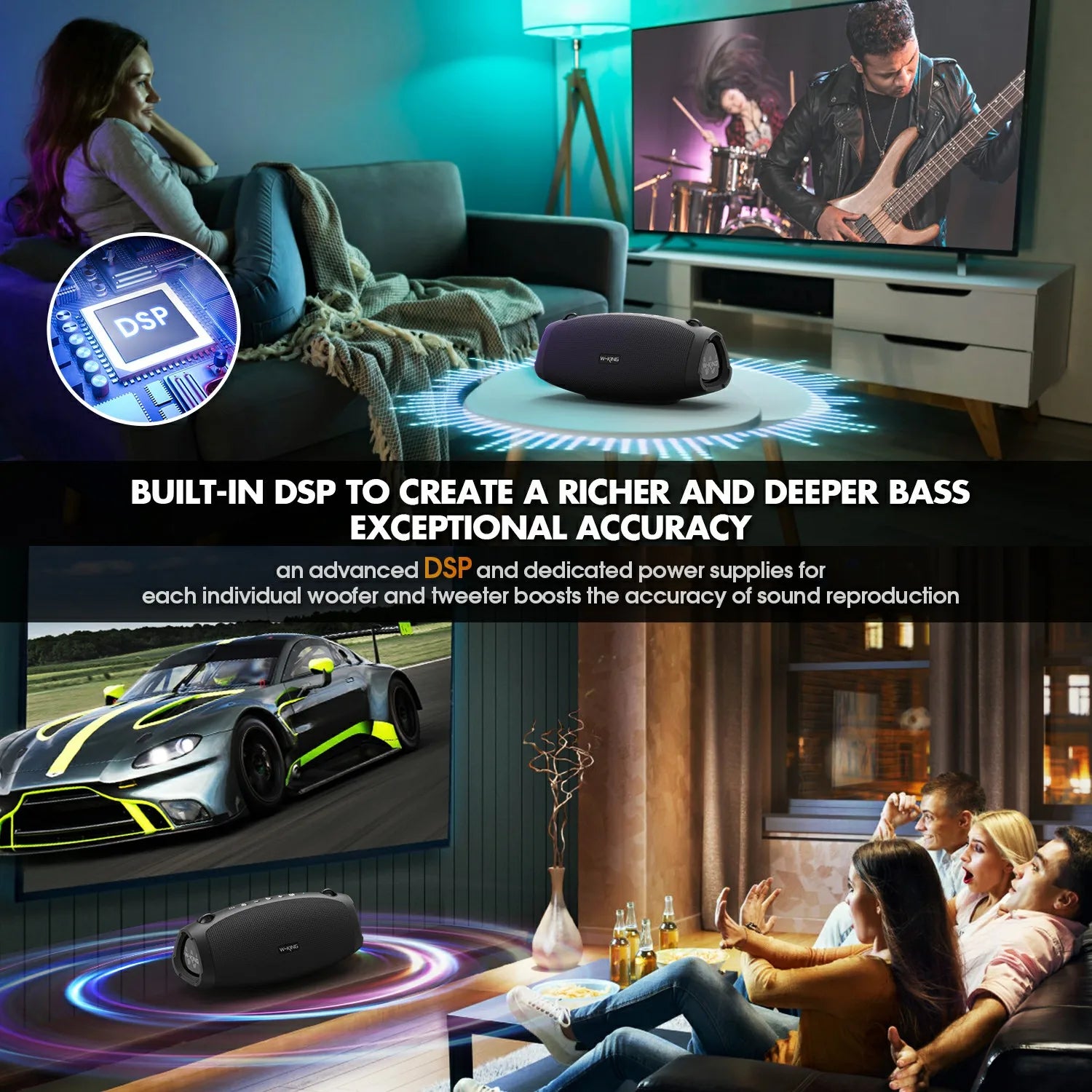 W-KING 70W Portable Bluetooth Boombox