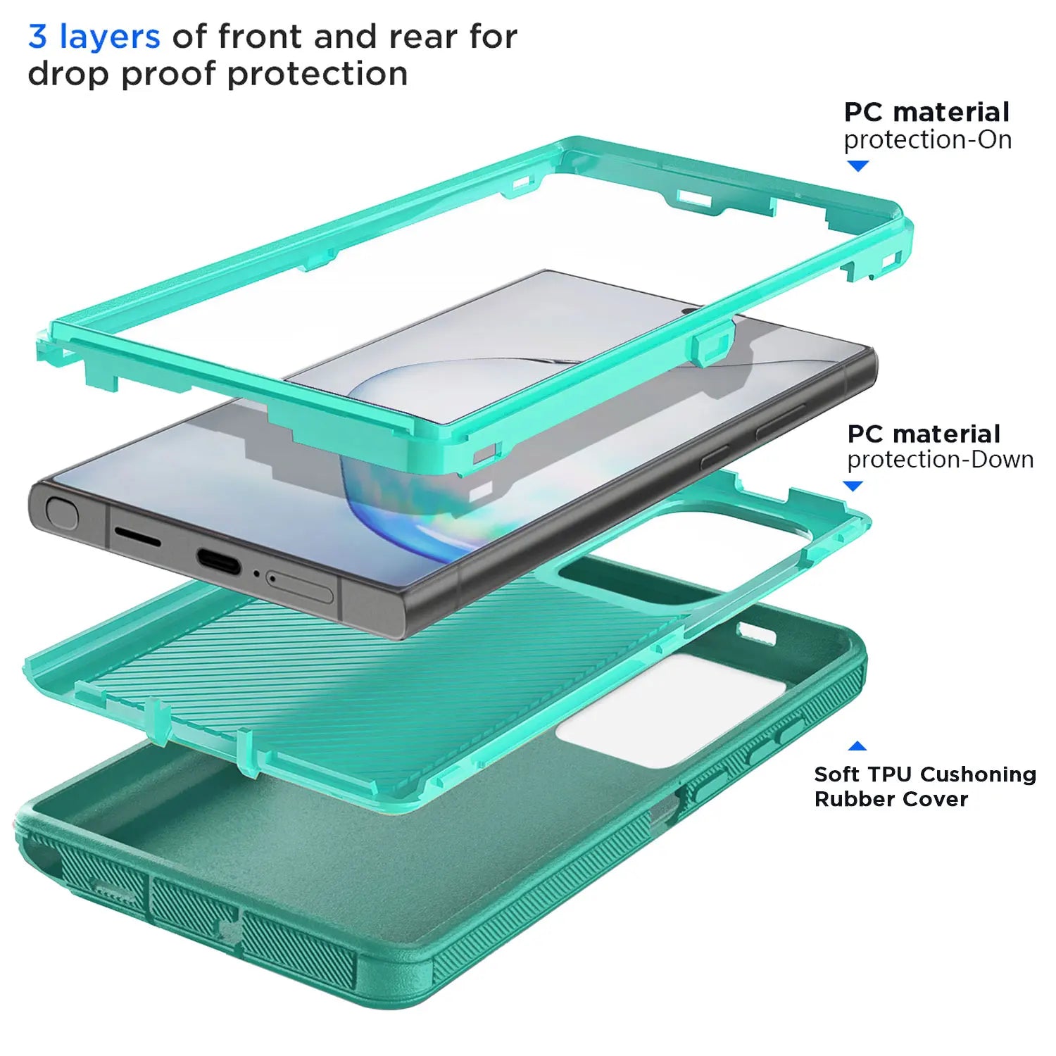 Green Galaxy Note10+ Rugged 3-in-1 Case