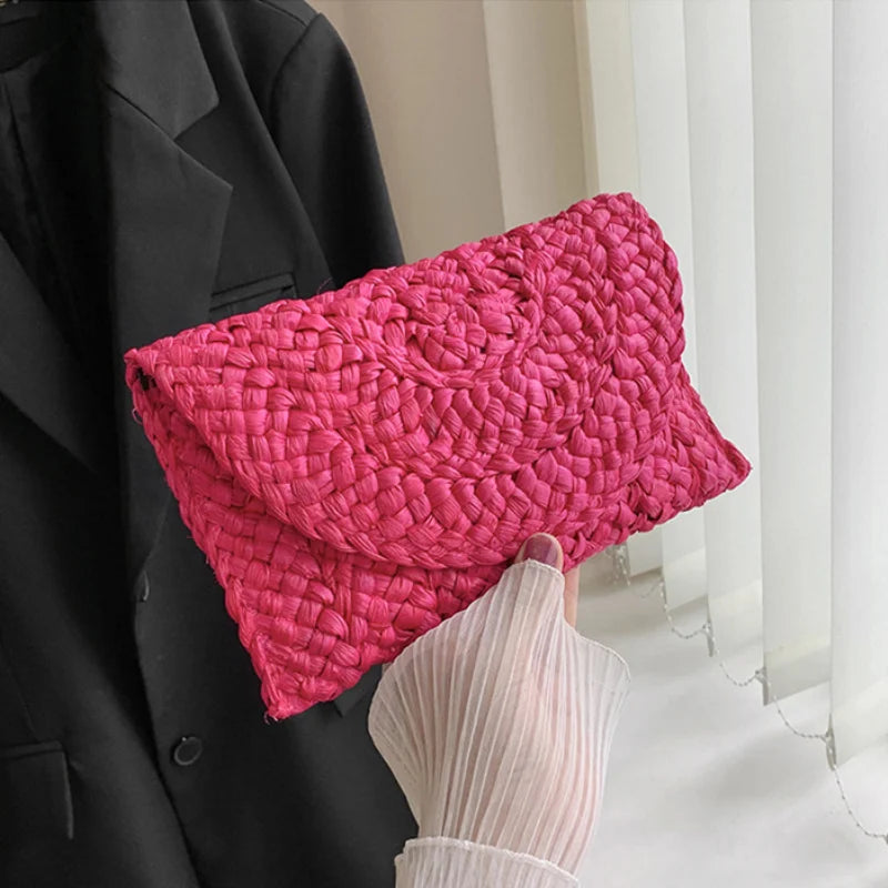 Corn Husk Straw Weave Summer Clutch