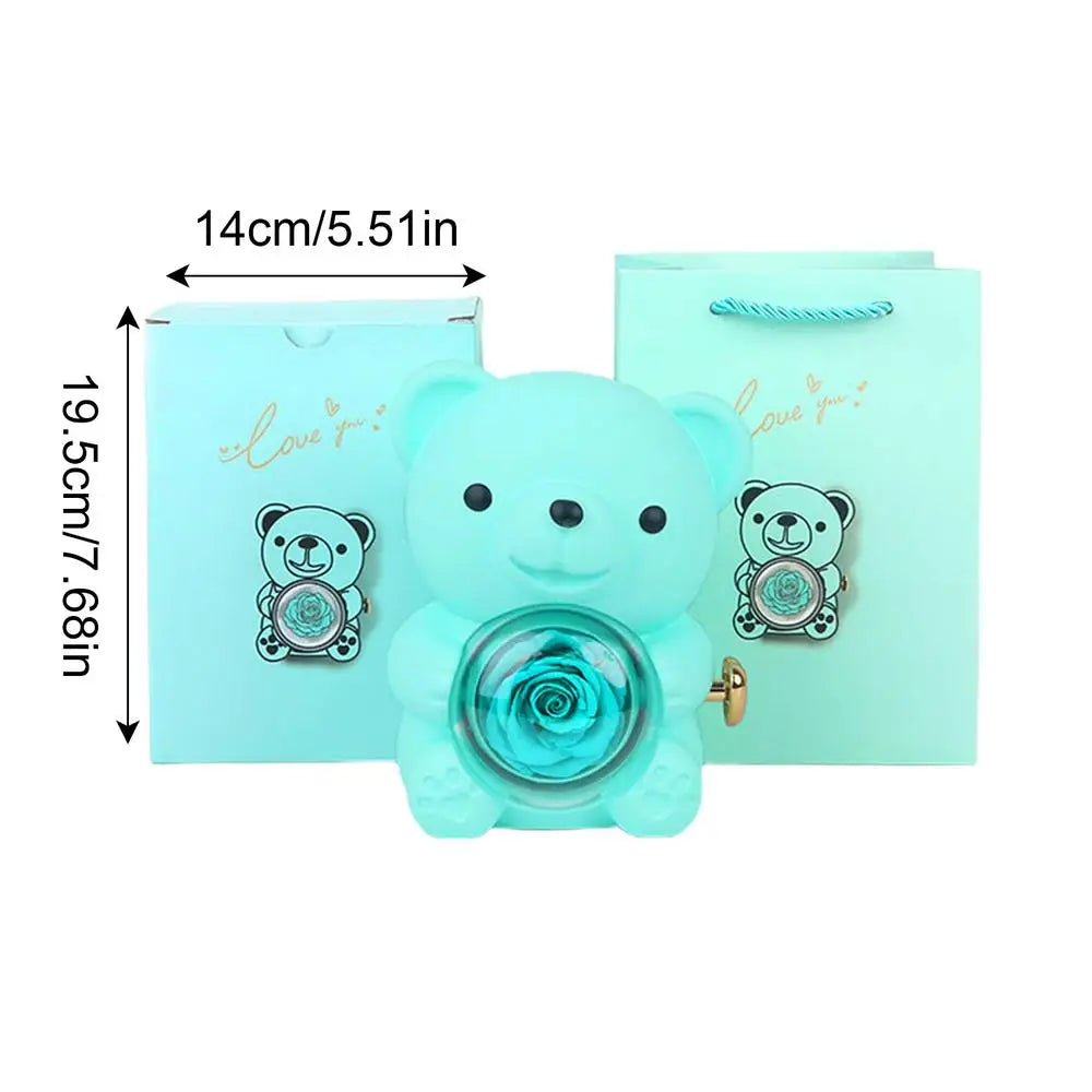 Romantic Bear & Rose Necklace Jewelry Box