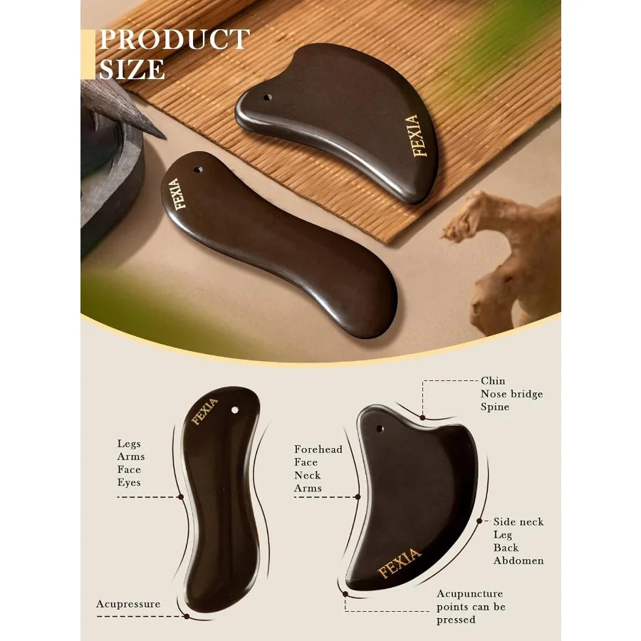 2PCS Yellow Bian Stone Gua Sha Set