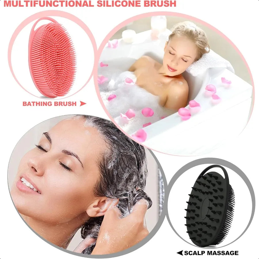 2 Pack Silicone Body Scrubber & Scalp Brush