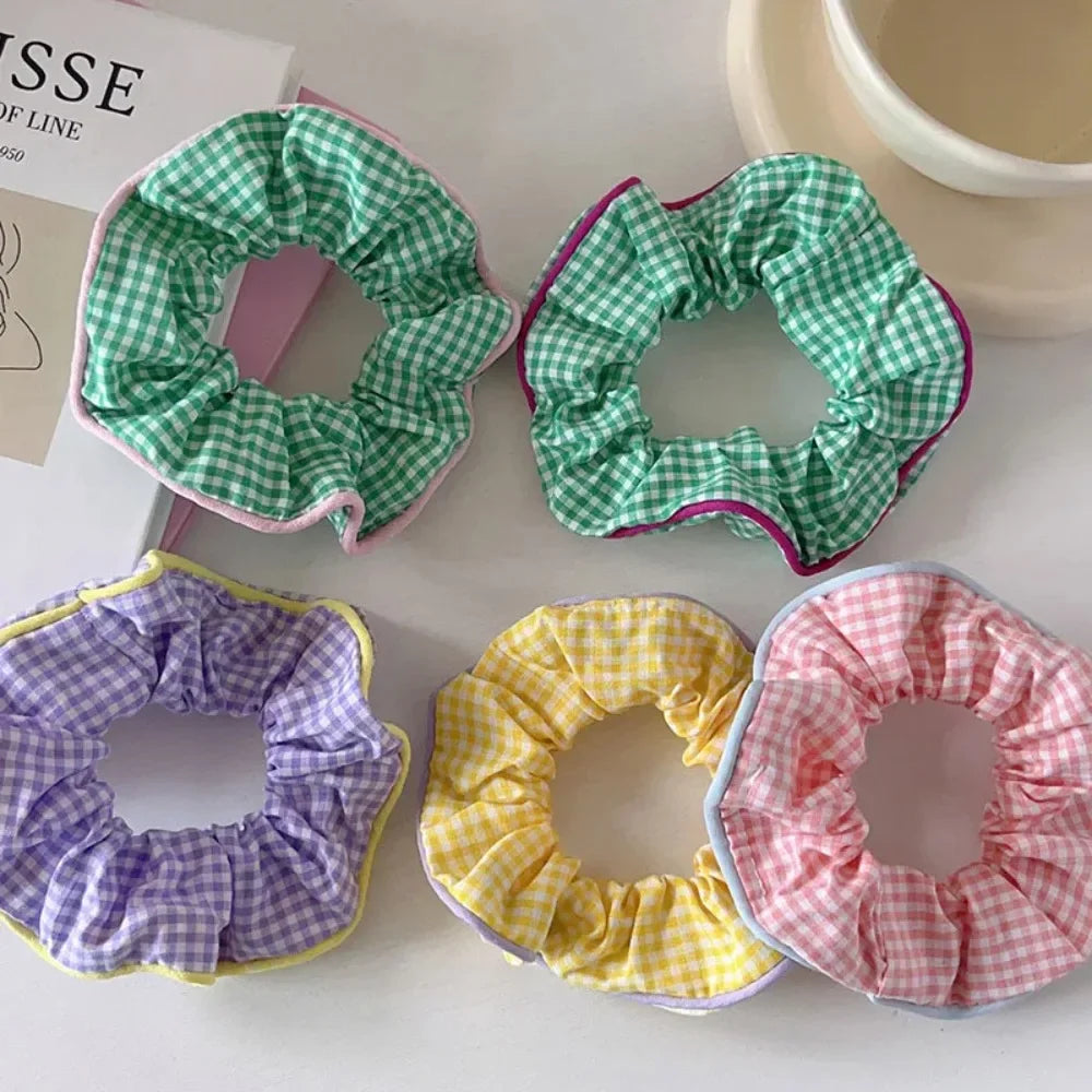 2024 Spring Lattice Print Hair Ties