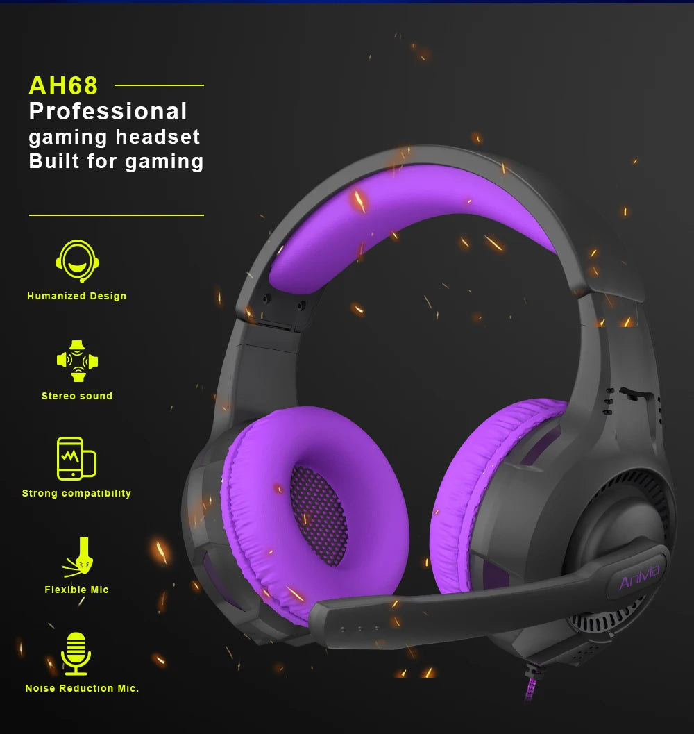 Wired Gaming Headset with Mic & Volume Control