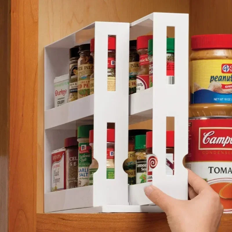 2-Tier Rotating Spice Storage Organizer