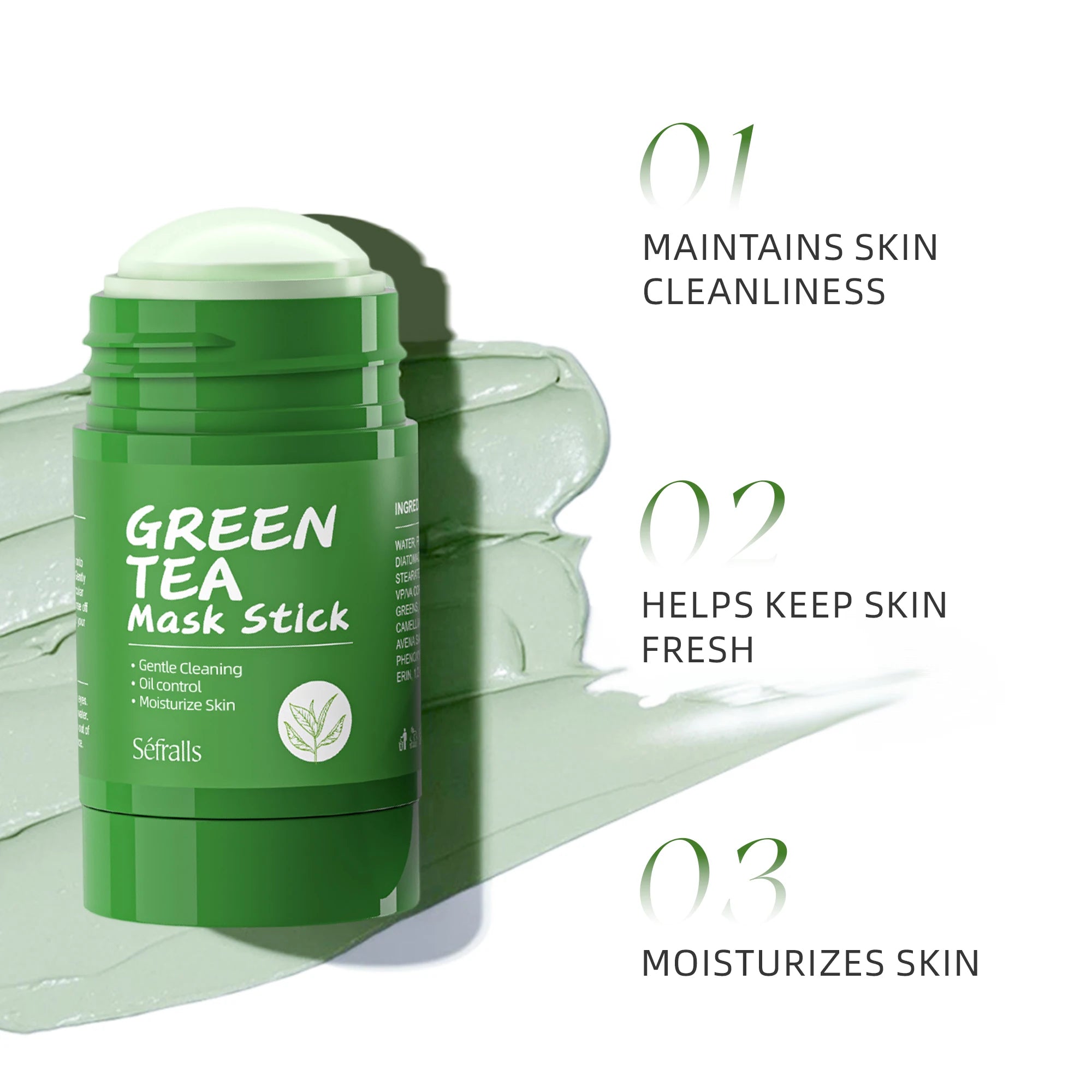 Séfralls Green Tea Solid Face Mask 3pcs