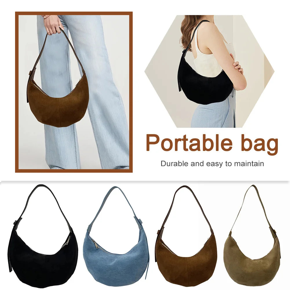 Women’s Suede Crescent Shoulder Bag
