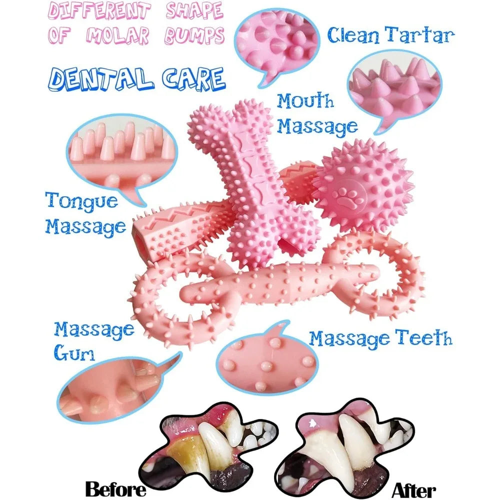 Pink Puppy Teething Chew Toy Set