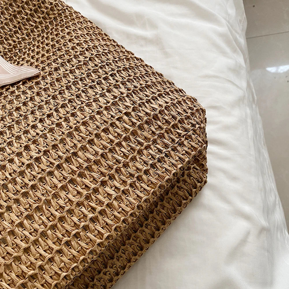 Women’s Large Crochet Straw Tote Bag